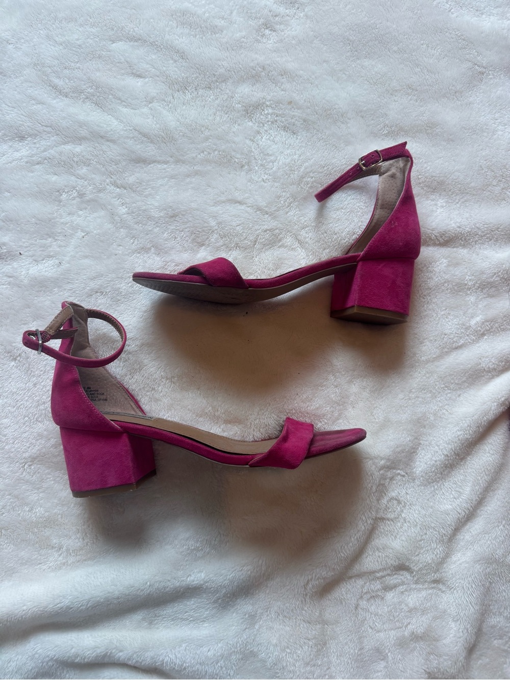 Steve Madden Fuchsia Suede Block Heel Ankle-Strap Sandals